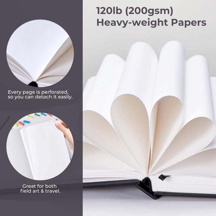 Actual product image Ohuhu Kunst-Skizzenbuch, 2er Pack, 70 Blatt (21 x 21 cm, 21 x 29.7 cm, Plain, Soft cover)