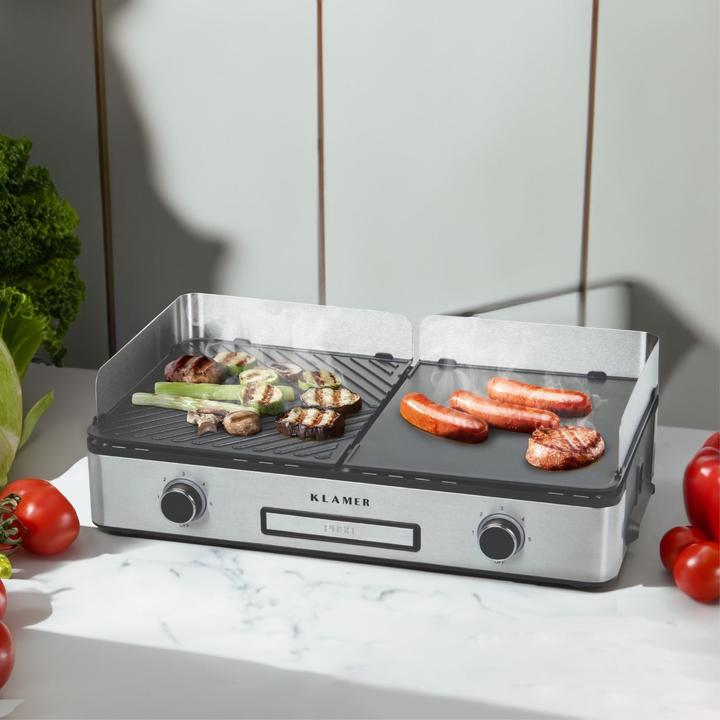 Produktbild KLAMER Elektrogrill, antihaftbeschichtete und abnehmbare Duo-Platten Tischgrill (2.40 kW)