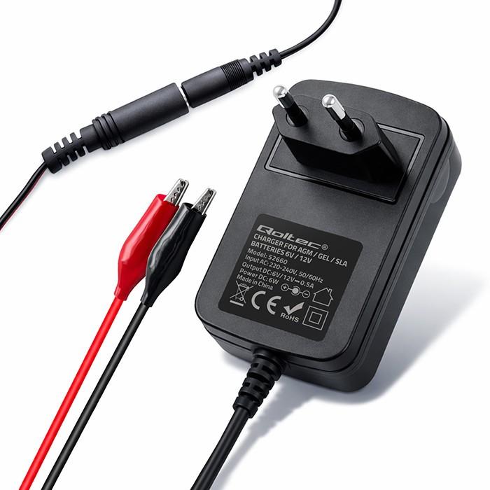 Qoltec, Caricabatterie per auto, Ładowarka Ładowarka do akumulatora 6V/12V 6W (12V, 6V)