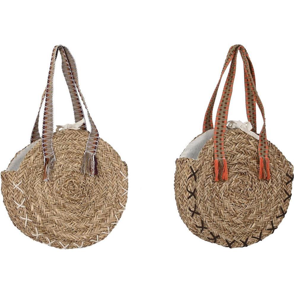 DKD Home Decor, Handtasche, Umhängetasche 41 x 10 x 66 cm Braun Orange grün Seegras (2 Stück), Braun