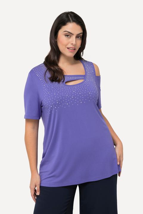 Actual product image Ulla Popken Sparkling Cutout Short Sleeve Tee (46, 48)