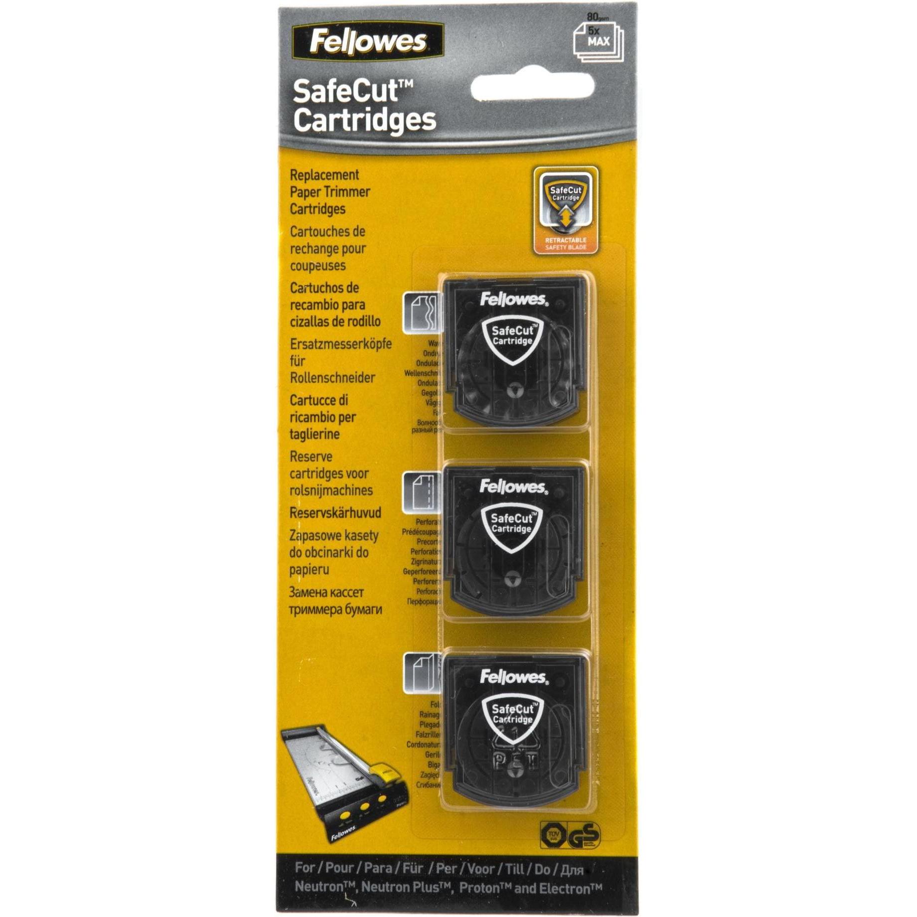 Fellowes Safecut Ersatzklinge - 3 Stile (3 Blätter), Schneidemaschine, Transparent