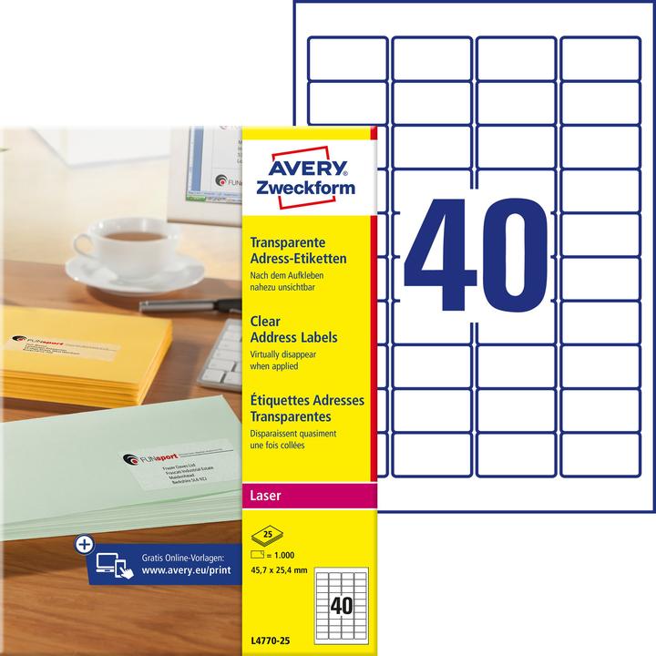 Actual product image Avery Address labels