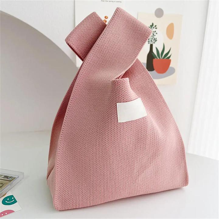 Only-Bags.Store Handgefertigte Strickhandtasche Mini Knot Handgelenk-Tasche Casual Tote Bag Student