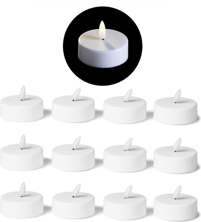 Actual product image Novaliv LED Tealight Large with Timer - Set of 12 Warm White LED Candle 3D Flickering Flame - LED Tealight (12 x)