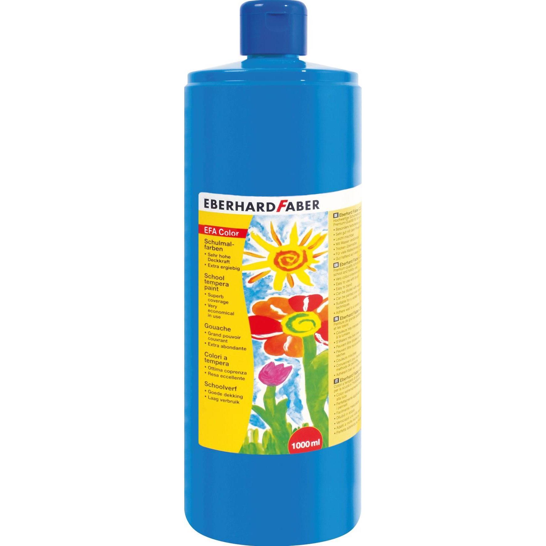 EberhardFaber, Künstlerfarbe + Bastelfarbe, Temperafarben Efacolor, 1000 ml, Phthaloblau (Phthaloblau, 1000 ml)