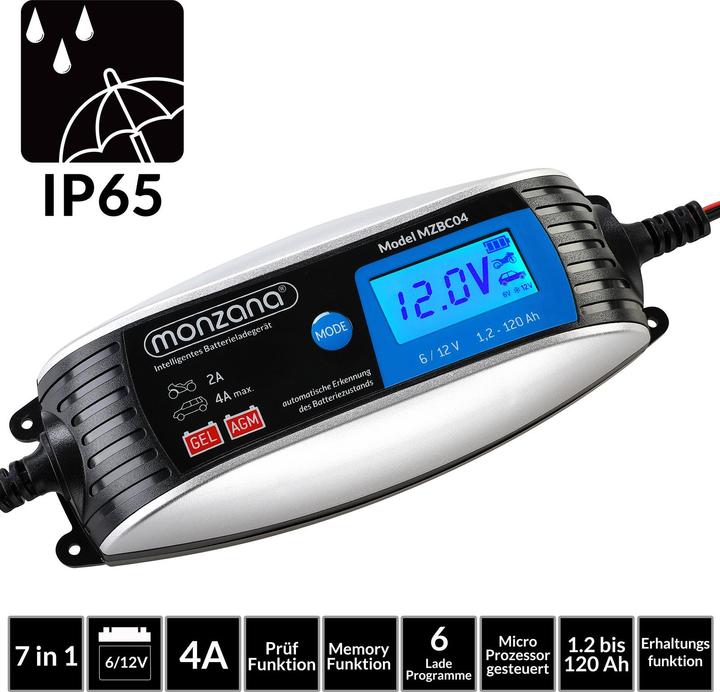 Actual product image Monzana KFZ Batterieladegerät (12V, 6V, 4 A)