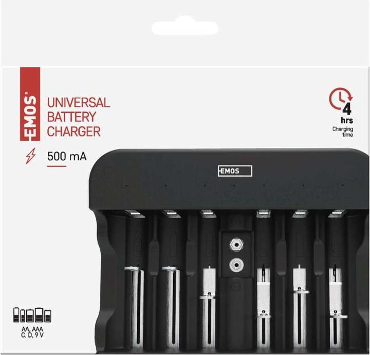 Produktbild Emos Akku-Ladegerät BCN-60U (1 Stk., C, D, AA, AAA, Ladegerät inkl. Akku)