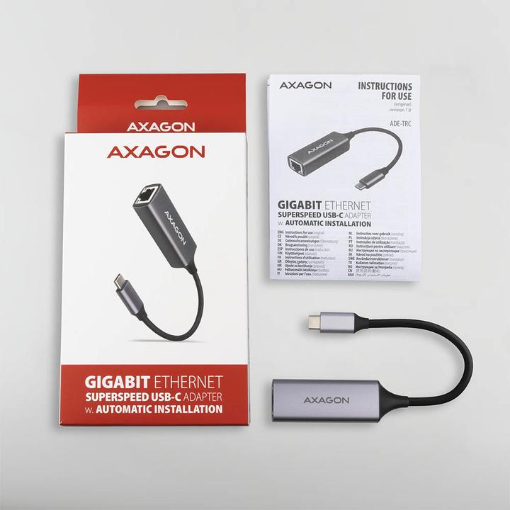 Image du produit Axagon ADE-TRC Adaptateur Gigabit Ethernet 10/100/1000 - USB 3.1 type C, gris titane (USB 3.1, RJ45 (1x))
