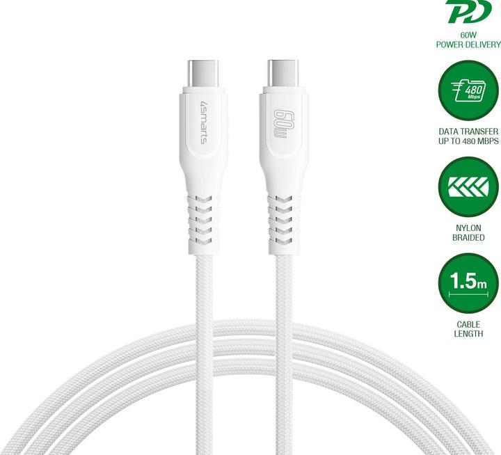 Image du produit 4smarts USB 2.0-Kabel Data and charging cable USB C (1.50 m, USB 2.0, 60 W)