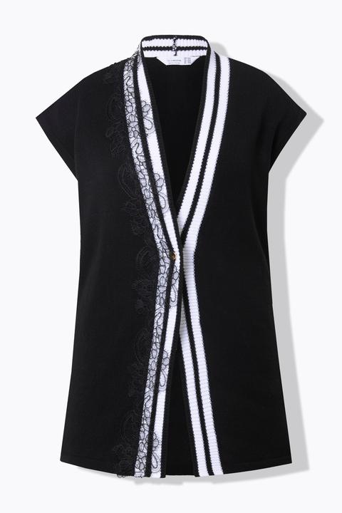 Produktbild Miamoda Strickweste, Straight Fit, Spitzenband und Streifen (56)