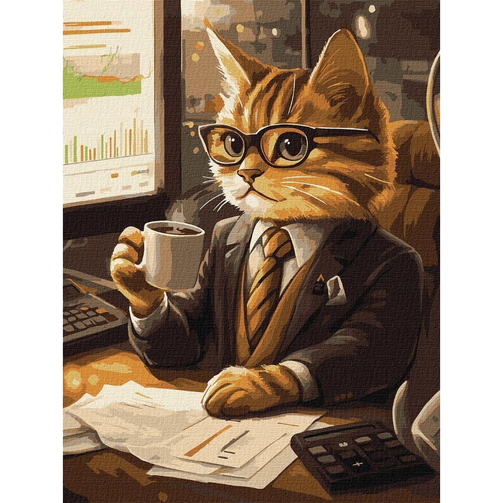 Ideyka Malen nach Zahlen - Geschäftsmann mit Katze (57317951)