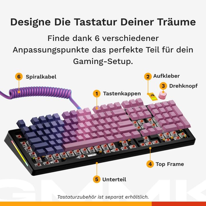 Produktbild Glorious GMMK 3 100 % Custom Gaming-Tastatur - Pre-Built, ISO (DE), Fox Switches, schwarz (DE, Kabelgebunden)