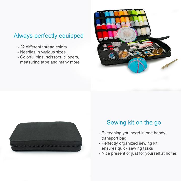 Actual product image Intirilife 126-piece sewing kit in black