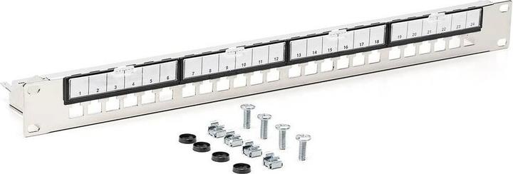 Actual product image Digitus Modular galvanised patch panel, shielded, 24-port, blank, 1U, rack mount, black RAL 9005
