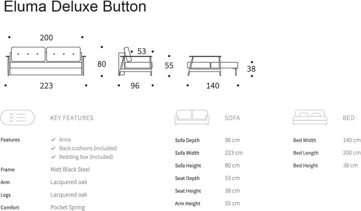 Actual product image Innovation Living Sofa bed Eluma Deluxe Button