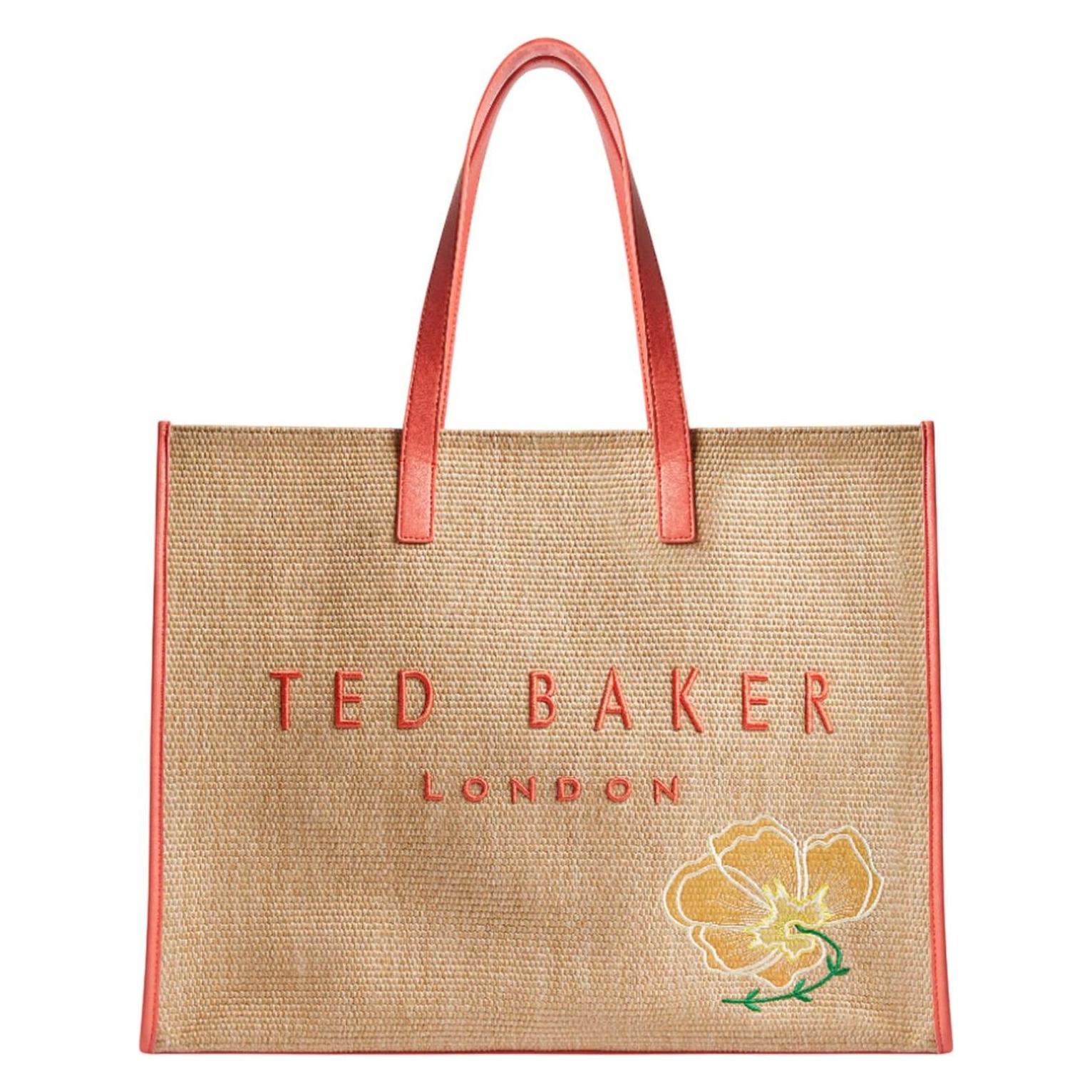 Ted Baker, Damen, Tasche, Floraff Floral Raffia Icon Bag, Beige, Orange
