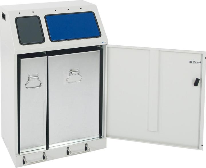 Image du produit Collecteur de tri en acier, capacité 60 + 30 l, DUPLEX, 2 seaux intérieurs, avec (90 l)