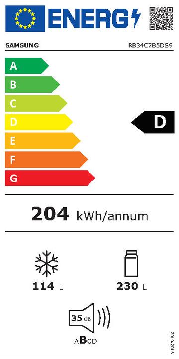Energie-Label Samsung RB34C7B5DS9/EF (344 l)