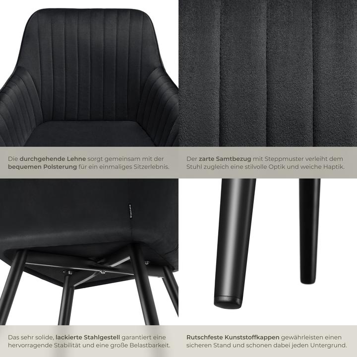 Actual product image tectake Chair Marilyn, Velvet look, quilted