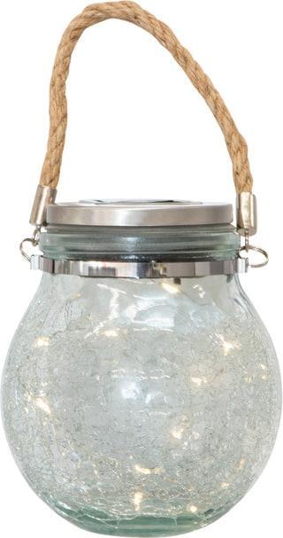 MICA Living Solar LED Laterne - bauchige Form - aus Glas - ca. 12 x 14,5 cm