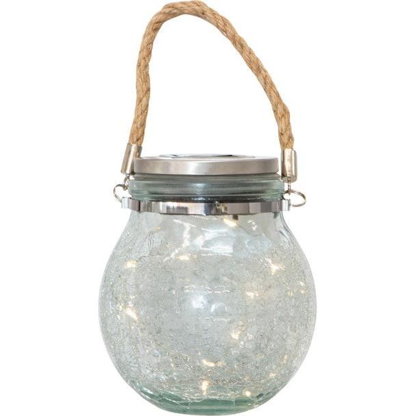 MICA Living, Laterne, Solar LED Laterne - bauchige Form - aus Glas - ca. 12 x 14,5 cm (12 x 14.5 cm, 1 x)