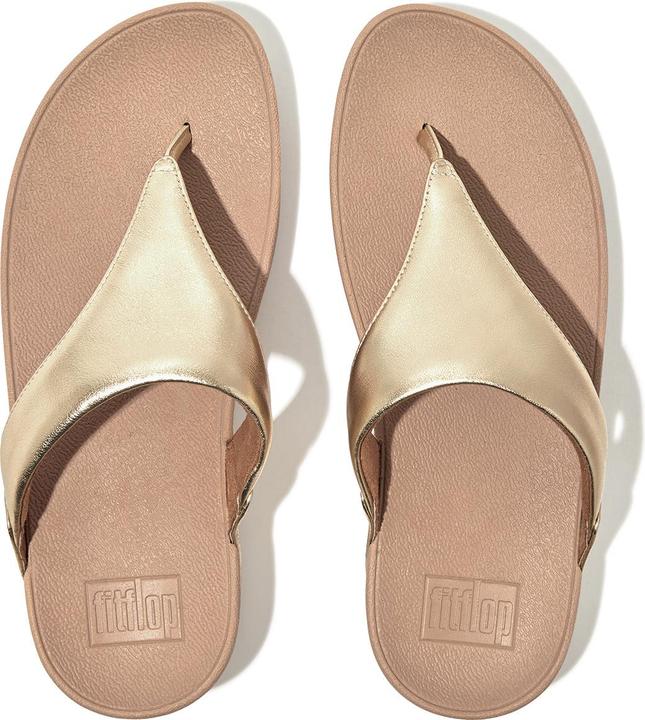 Actual product image Fitflop Lulu Leather Toepost Vrouwen Teenslippers - Platino - 41 (41)