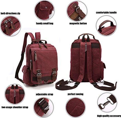 Produktbild Only-Bags.Store Vintage Rucksack Rucksack Leinwand Tasche Bote Tasche für Arbeit und Schule