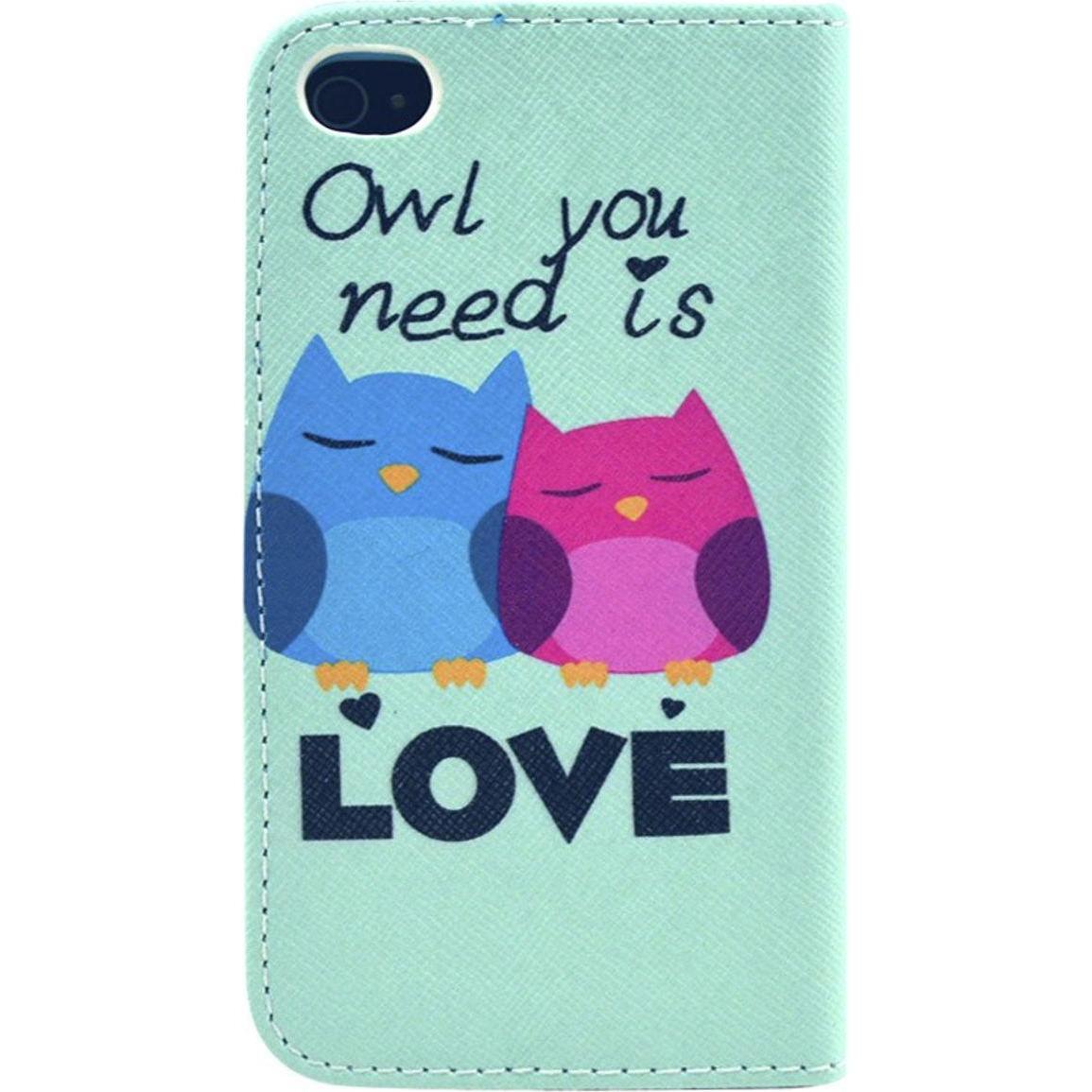 Thumbnail - König Design Handyhülle Tasche für Handy Apple iPhone 4 / 4s Eulen Paar Love (LG G4s, Apple iPhone 4), Smartphone Hülle