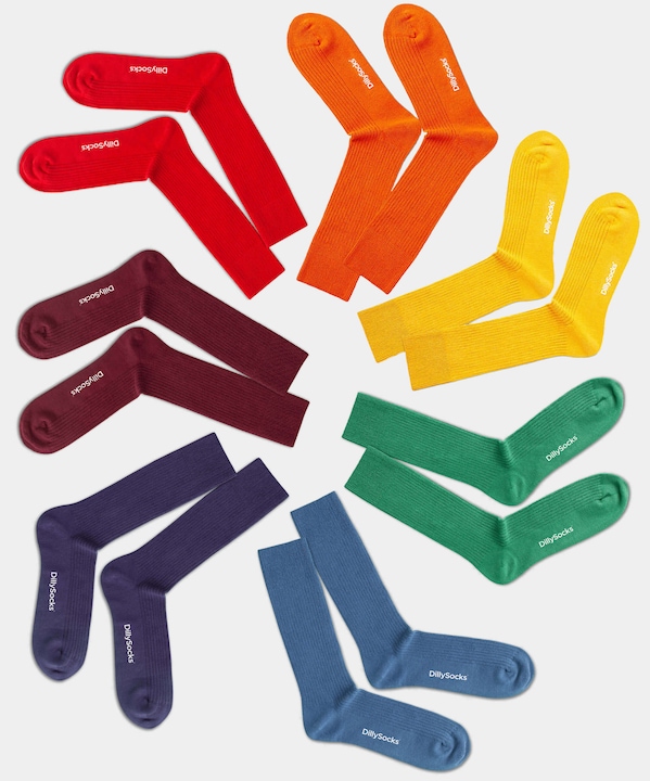 DillySocks Ribbed Rainbow (Confezione singola, 41 - 46)