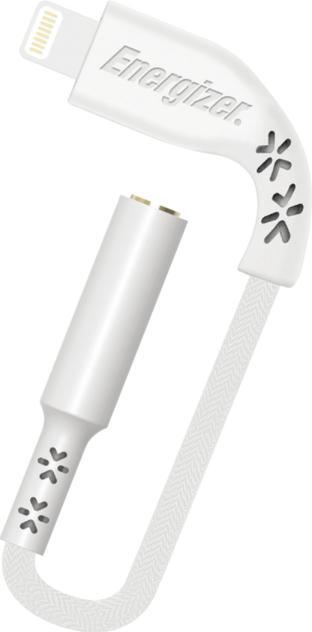 Actual product image Energizer HardCase AV adapter - Lightning to 3.5 mm jack audio adapter MFi 11 cm ROW-certified (white)