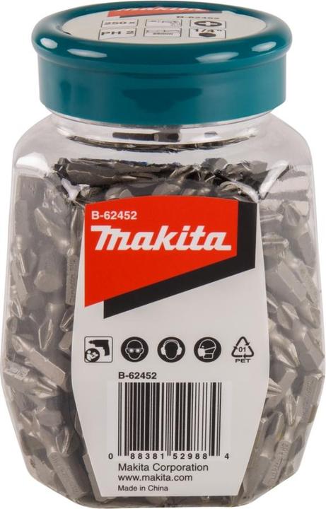 Actual product image Makita Zubehör B-62452 Schraubenbit PH2X25mm in Dose 250 Stück (PH2X 25mm)