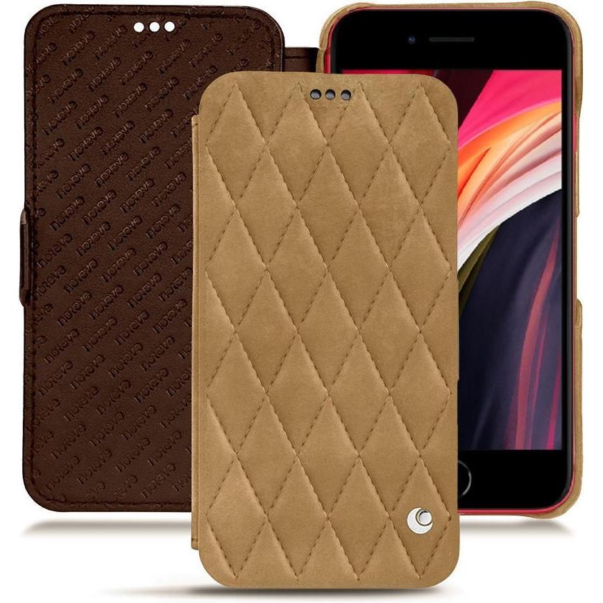 Noreve Lederschutzhülle horizontal (Apple iPhone SE (3rd Gen), Apple iPhone SE (2nd Gen)), Smartphone Hülle, Braun