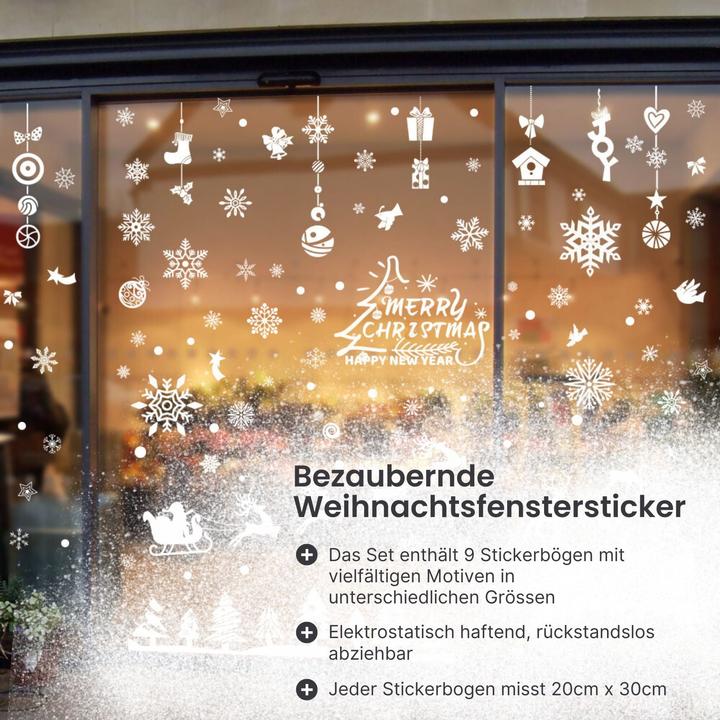 Image du produit Hermex Décorations de fenêtre Autocollants de Noël collables avec des motifs festifs Autocollants de Noël