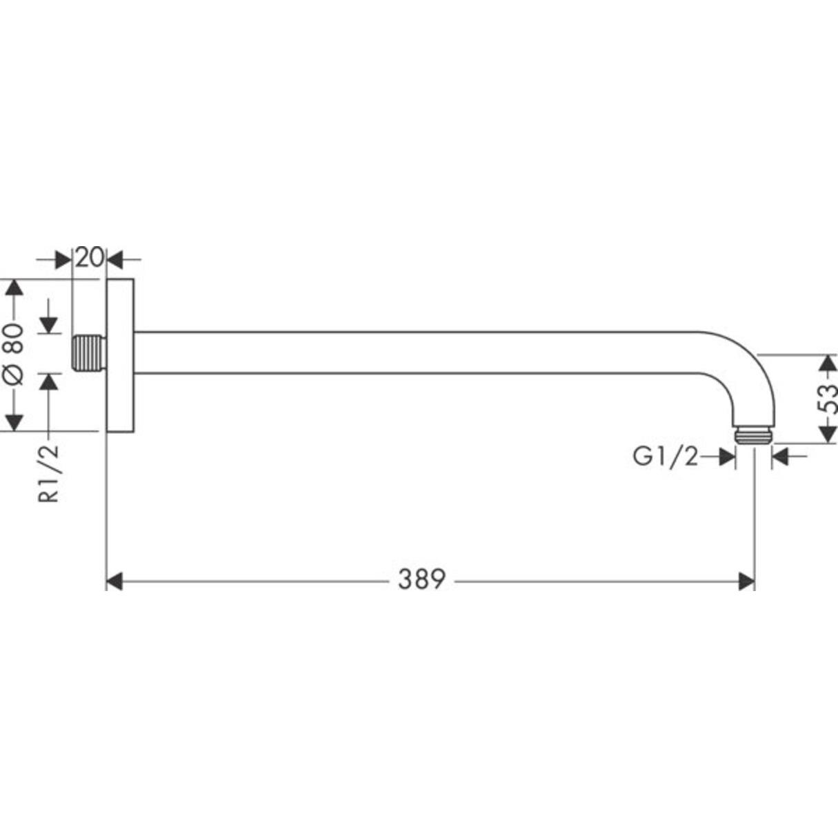Thumbnail - hansgrohe, Duschbrause, Brausearm 389mm, 90Grad, mattschwarz