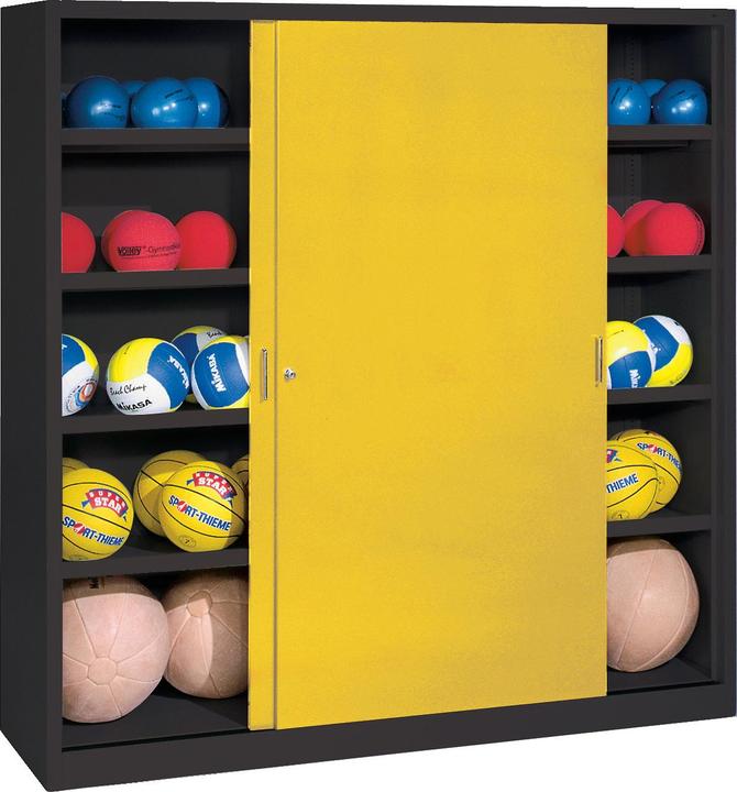 Actual product image C+P Ball cabinet (HxWxD: 195x120x50 cm, with solid sheet metal sliding doors, type 4)