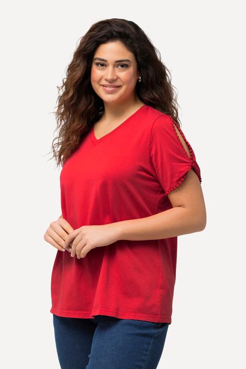Produktbild Ulla Popken T-Shirt, Zierborte, Calssic, V-Ausschnitt, Halbarm (58)