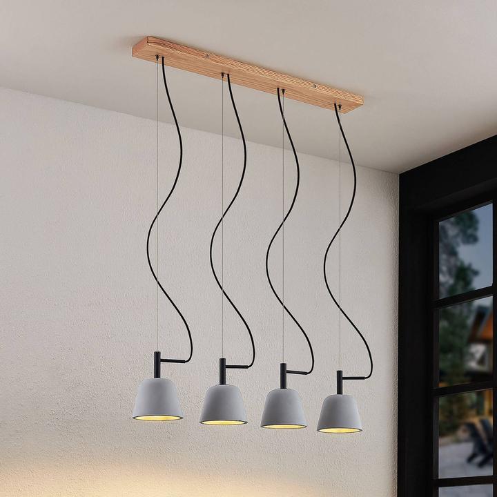 Actual product image Lucande Otavis 4 Concrete pendant light (E14)