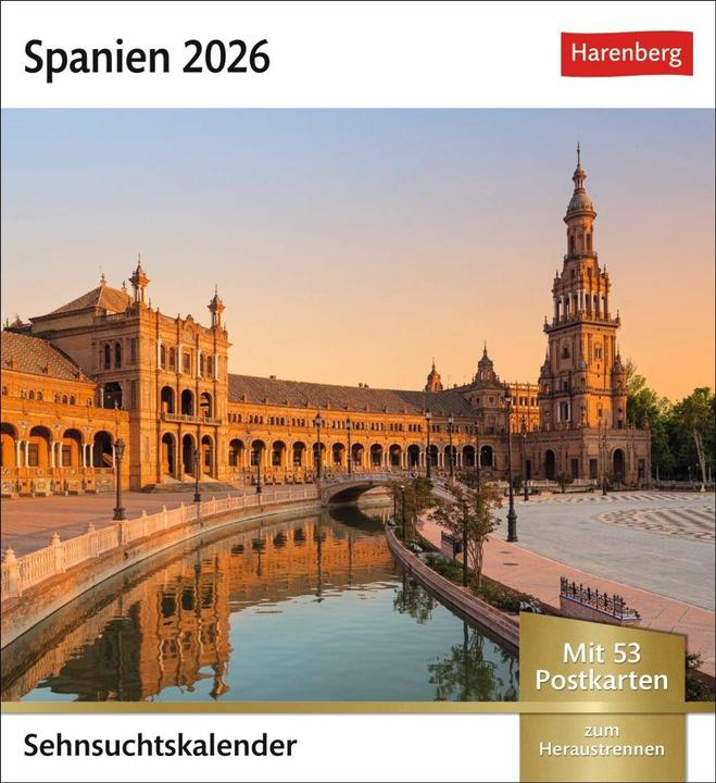 Produktbild Harenberg Spanien Sehnsuchtskalender 2026 - Wochenkalender mit 53 Postkarten