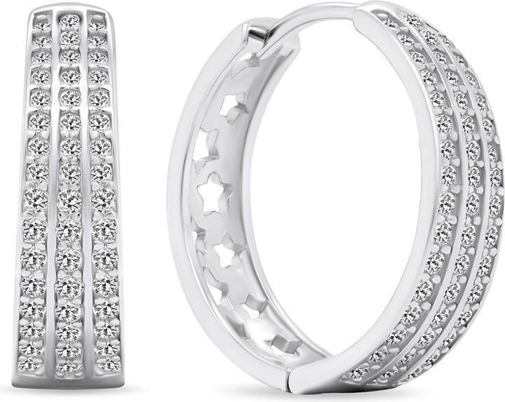Produktbild Brilio Silver - Sparkling silver hoop earrings with zircons EA459W