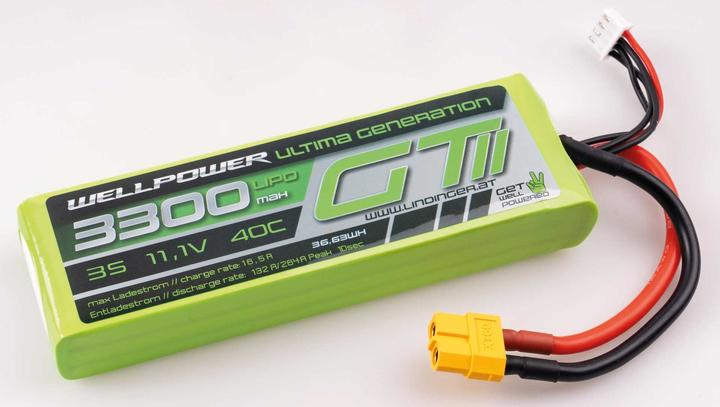 Actual product image Wellpower LIPO AKKU ULTIMA GT II 3300 MAH / 11,1 Volt 3S 40/80C CH5/8 XT-60 (11.10 V, 3300 mAh)