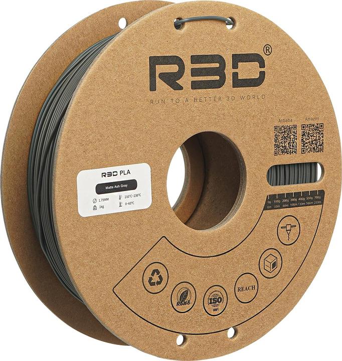 Actual product image R3D ePLA Mat Ash Grey Filament 1.75mm 1Kg (PLA, 1.75 mm, 1000 g, Grey)