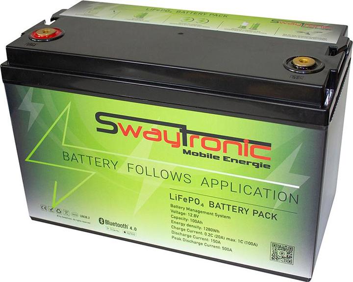 Swaytronic Speicherbatterie LiFePO4 (12.80 V, 100 Ah)