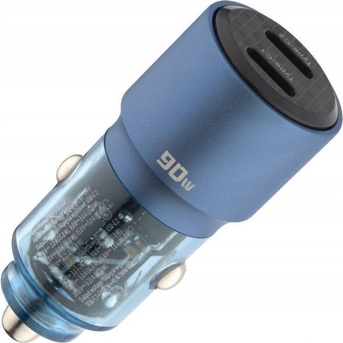 Qualo Auto charger car charger 2x USB-C very powerful for laptop smartphone 90W