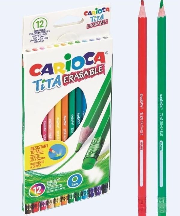 Carioca Farveblyanter med viskelder, 3mm tip 12pcs. ass (3 mm, 12x)