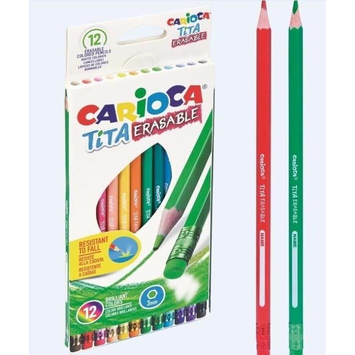 Carioca, Bleistift, Farveblyanter med viskelder, 3mm tip 12stk. ass (12 x)