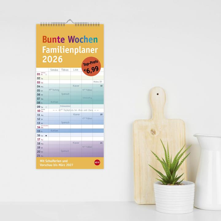 Produktbild Bunte Wochen Familienplaner 2026 (Harter Einband, Deutsch)