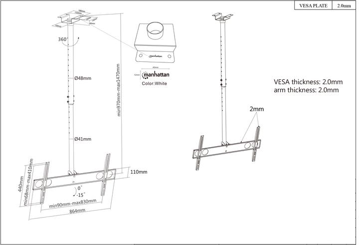 Produktbild Manhattan Deckenhalter (Decke, 70", 50 kg)