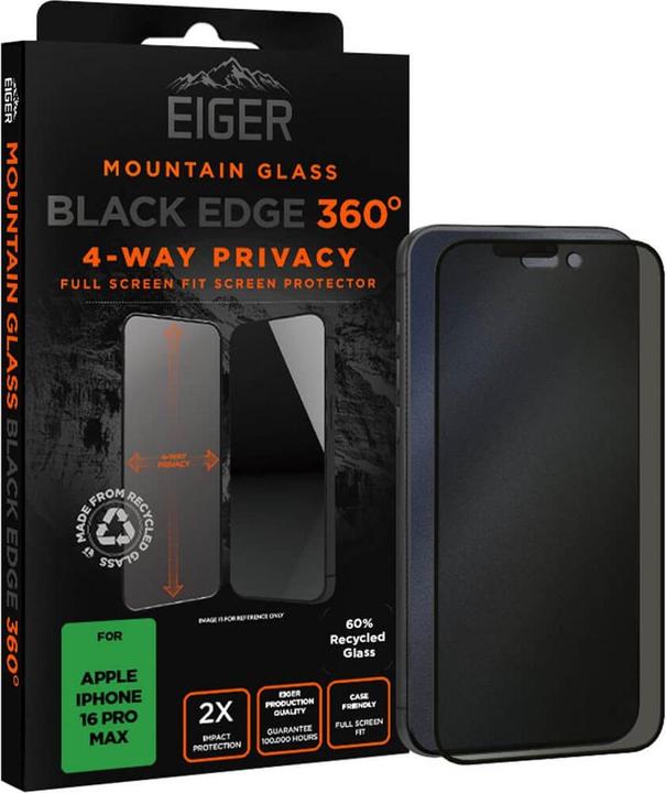 Actual product image Eiger Mountain Glass Black Edge 360 (1 pcs., Apple iPhone 16 Pro Max)