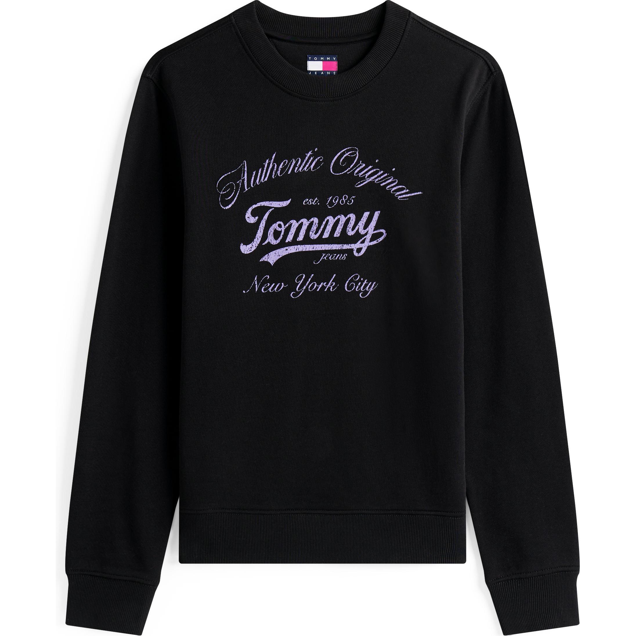 Tommy Jeans, Donne, Felpa + Maglione, Tjw Reg Essential Logo1 Crew Ext, Nero, (M)